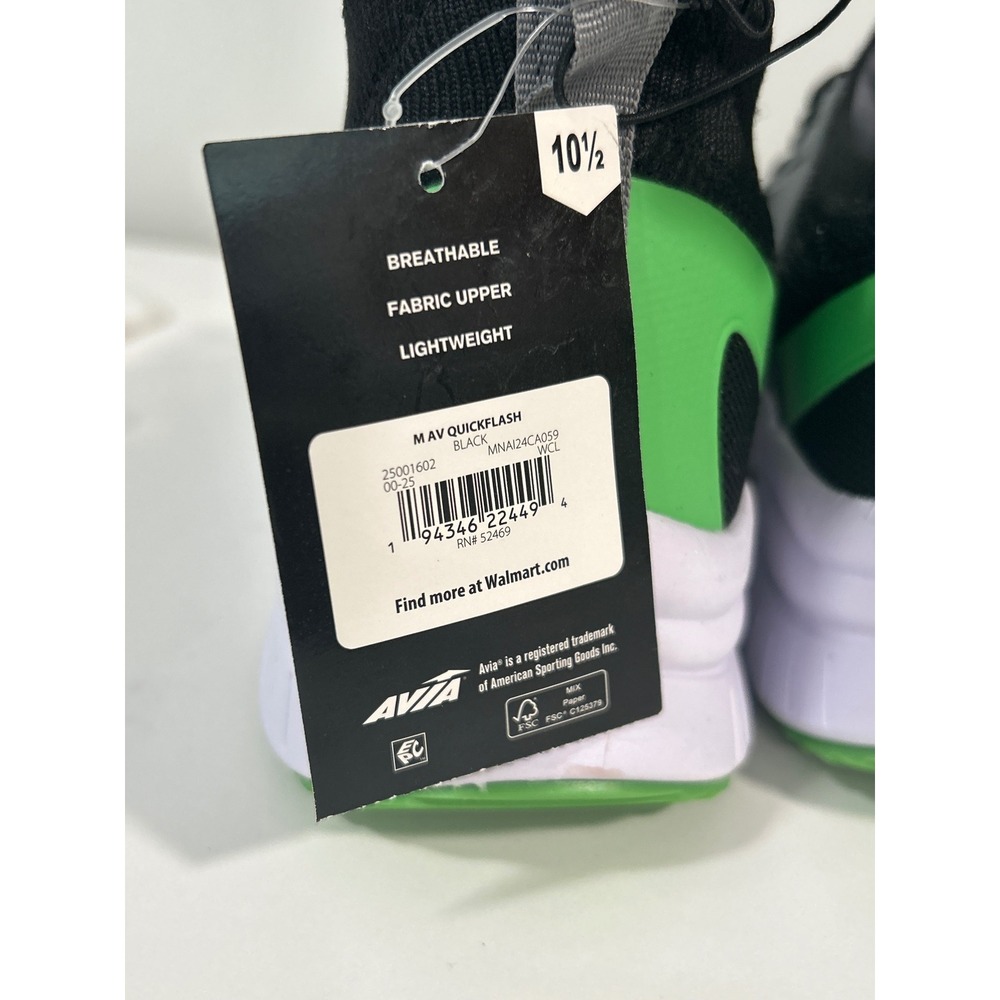 Avia Quickflash Men Black/Grey/Green Athletic Running Shoes 10.5 Lightweight - Picture 7 of 8
